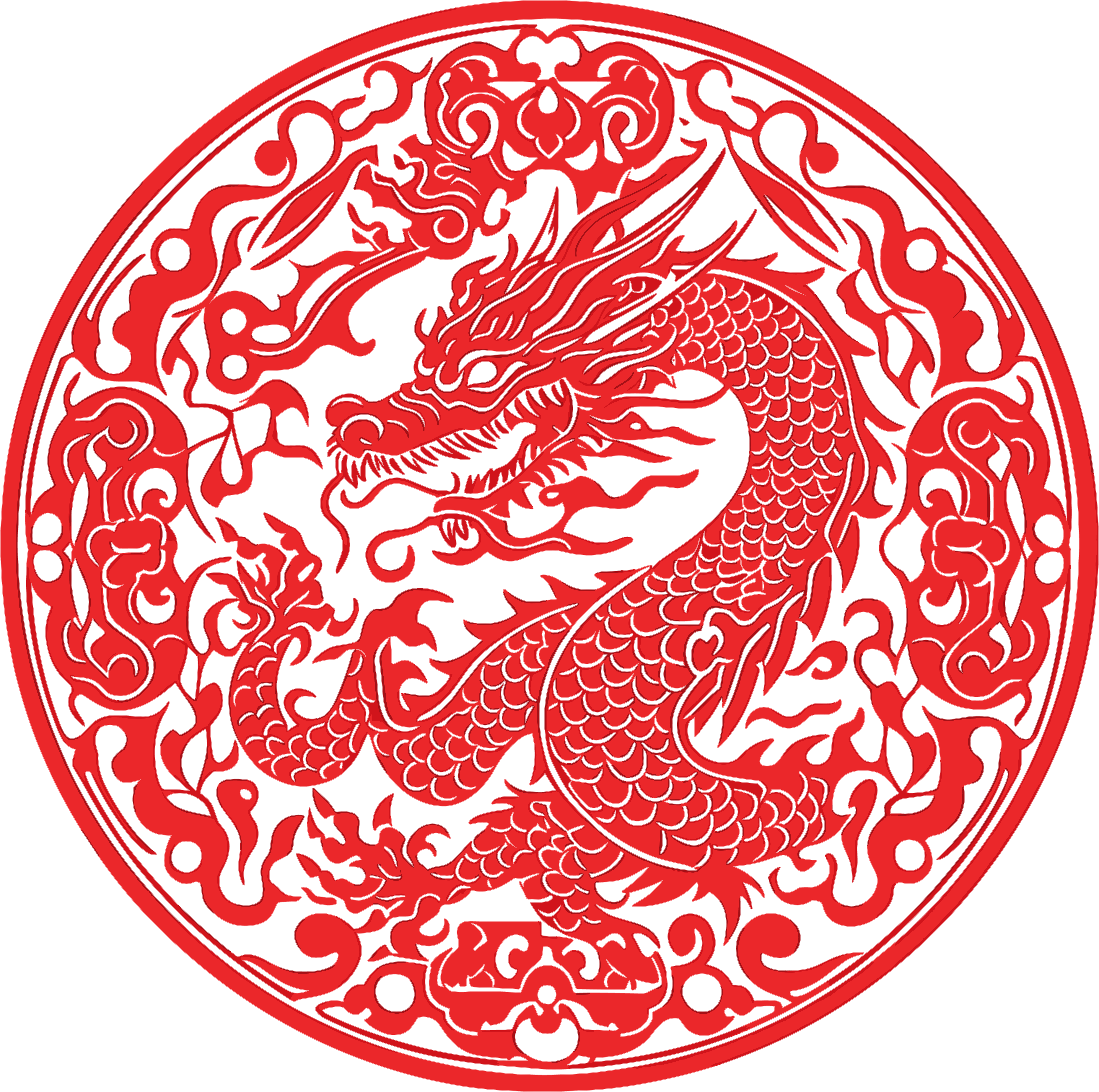 窗花剪纸中国龙艺术插画