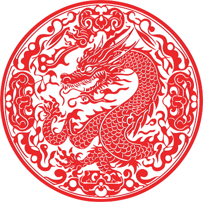 窗花剪纸中国龙艺术插画