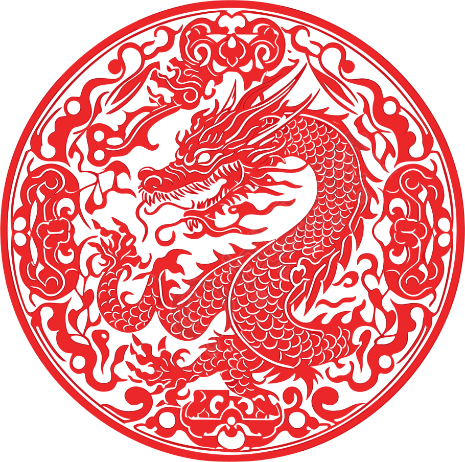 窗花剪纸中国龙艺术插画