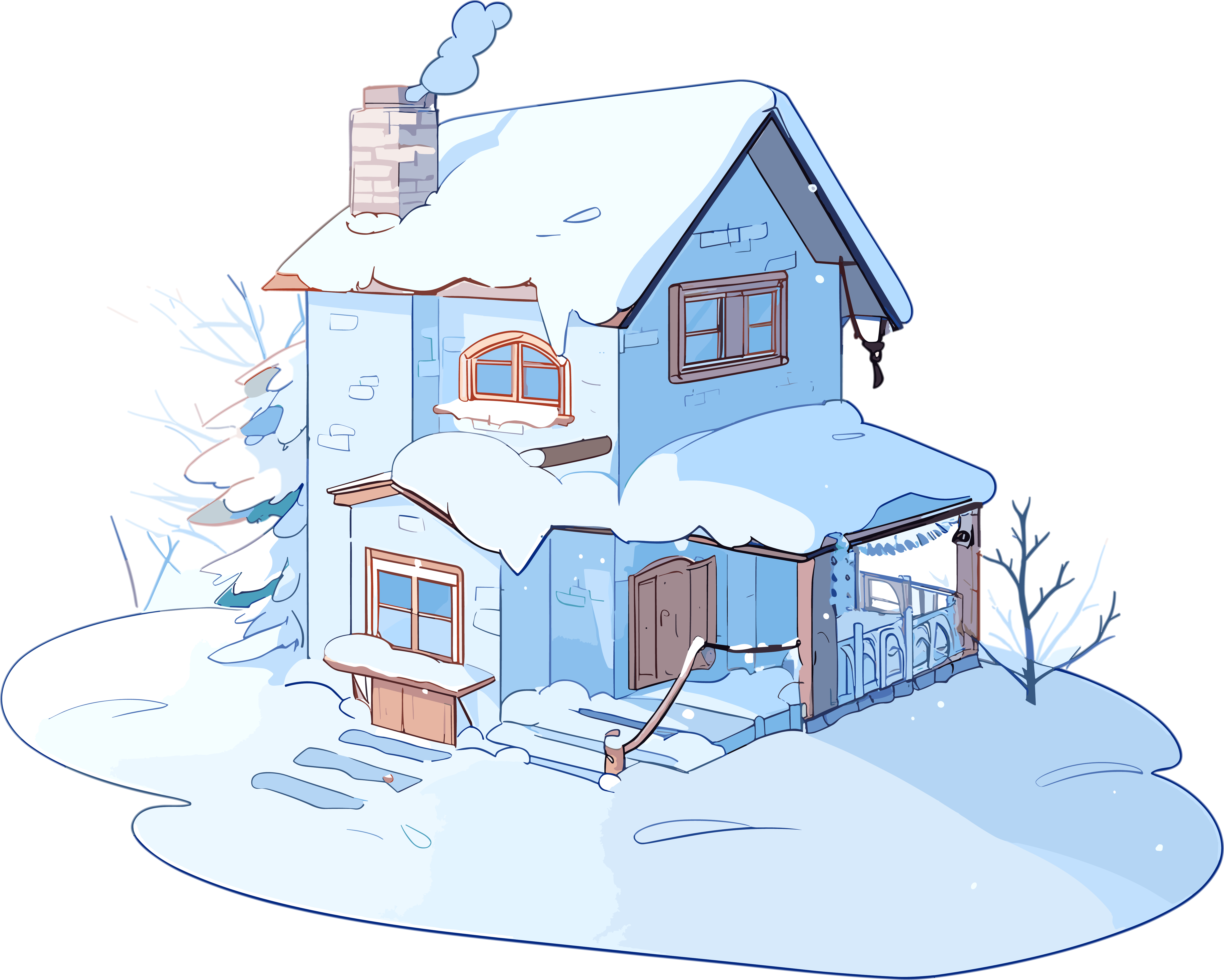 雪地小屋商业插画元素
