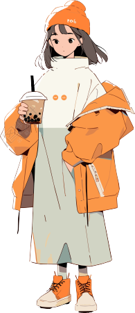 喝奶茶的女生插图