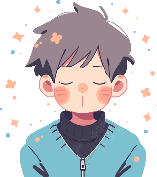 生病男孩咳嗽创意插画