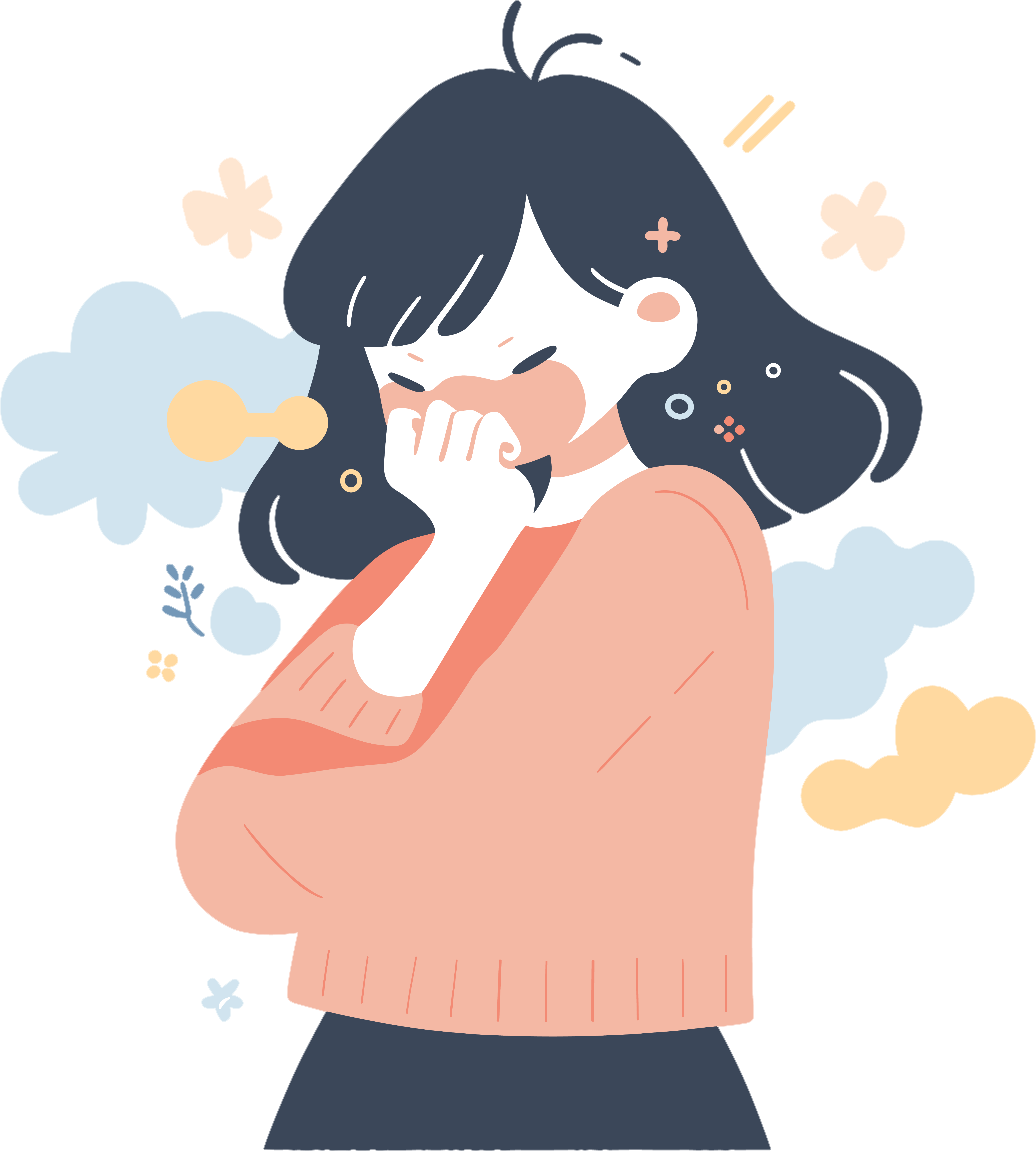 生病女孩创意商业设计插画