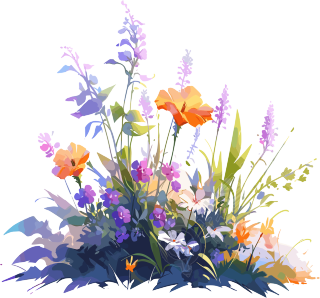 鲜艳植物平面图形插画