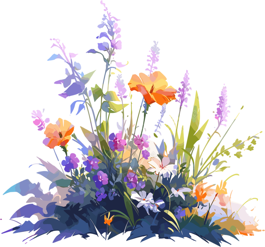 鲜艳植物平面图形插画