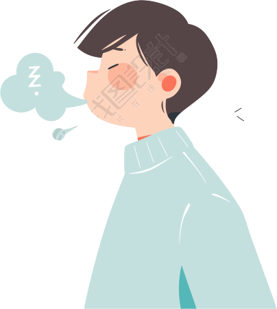 生病男孩咳嗽素材