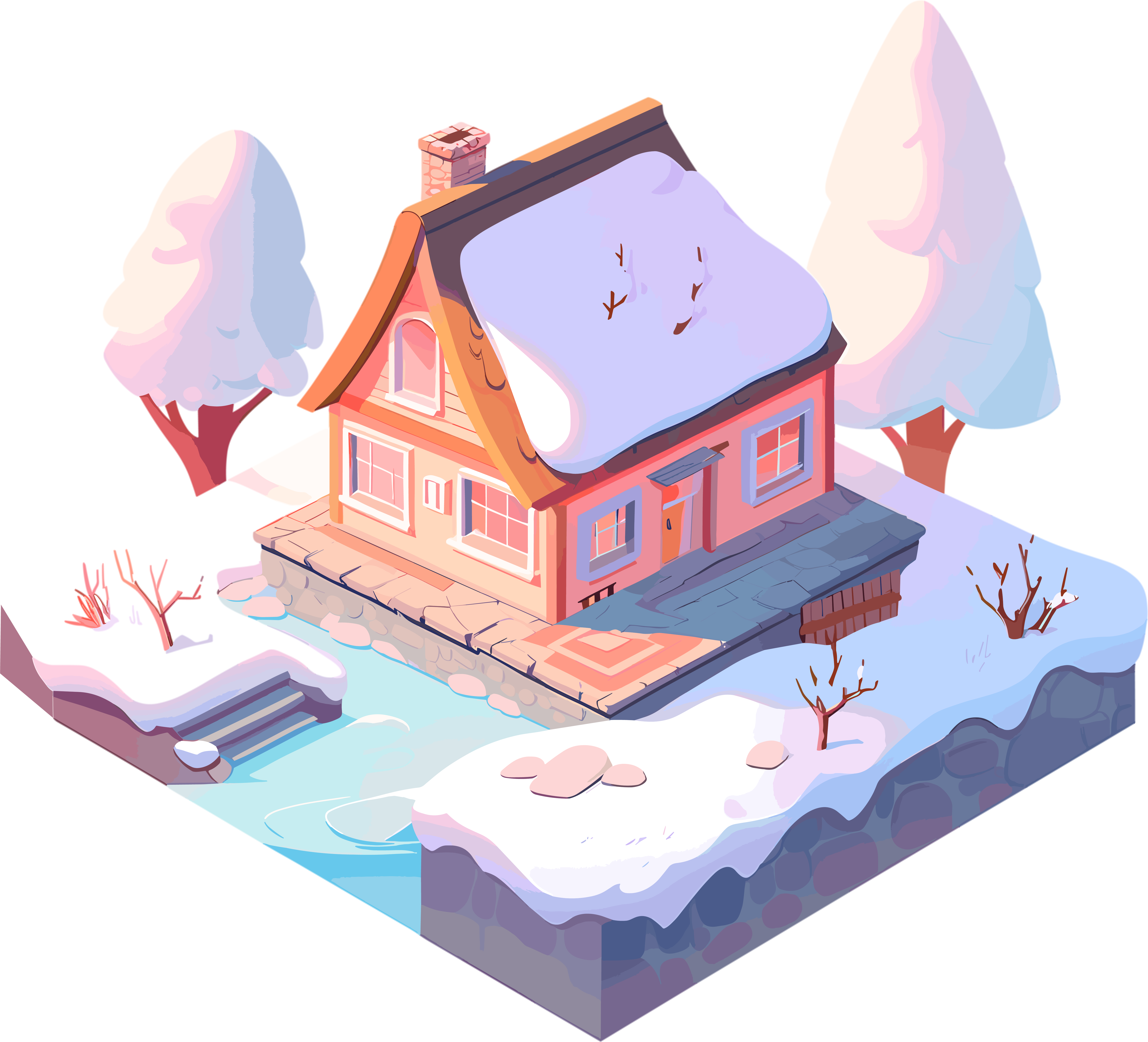 雪地小屋创意设计元素