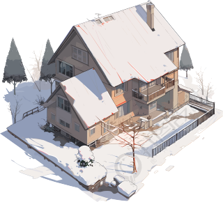 雪地小屋透明背景插画