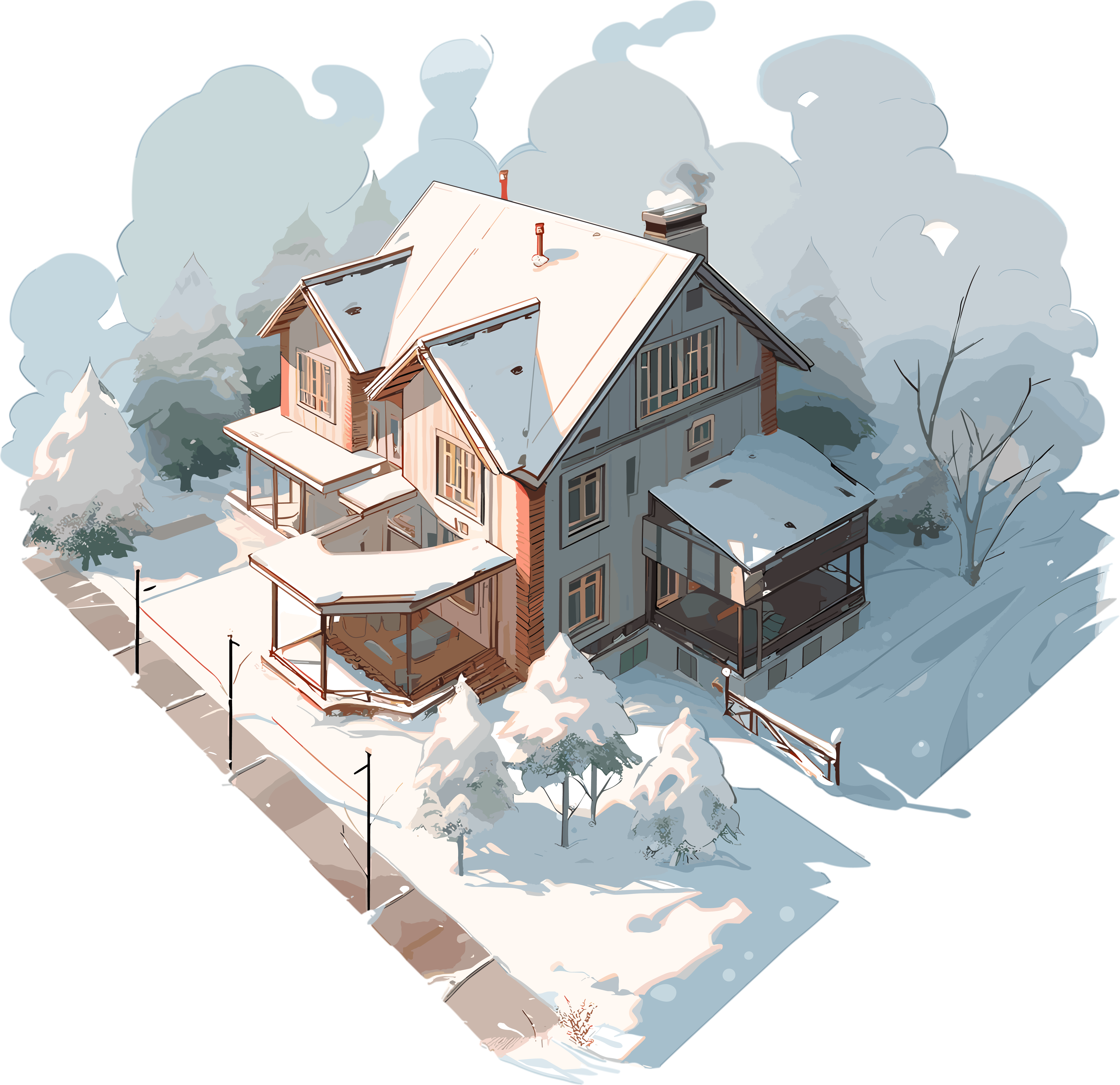 雪地小屋可商用插图