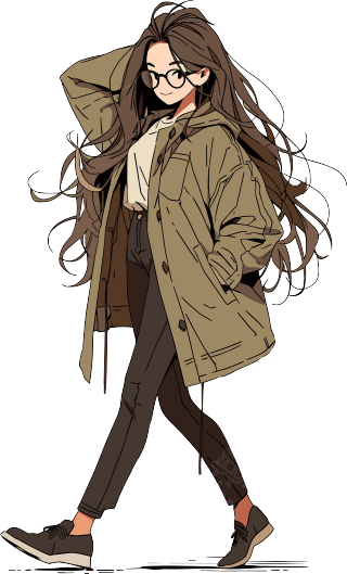 美拉德风衣美女图形素材PNG