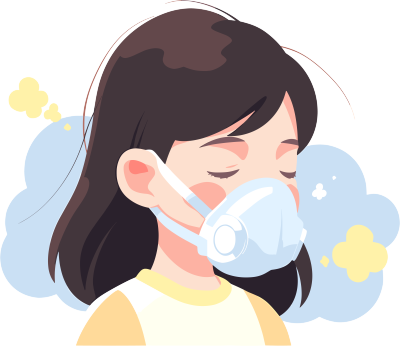 生病女孩带口罩插图