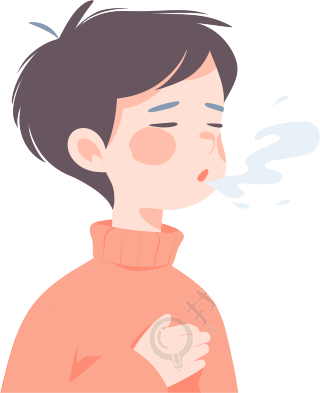 生病男孩咳嗽插图