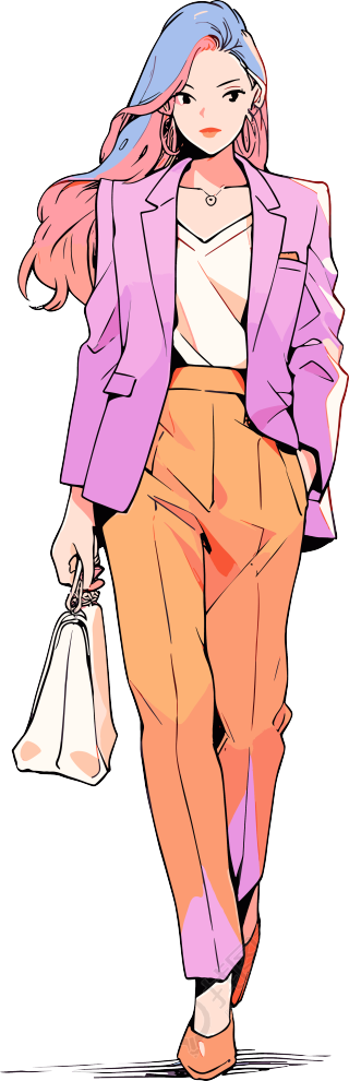 复古女生简约色彩设计素材