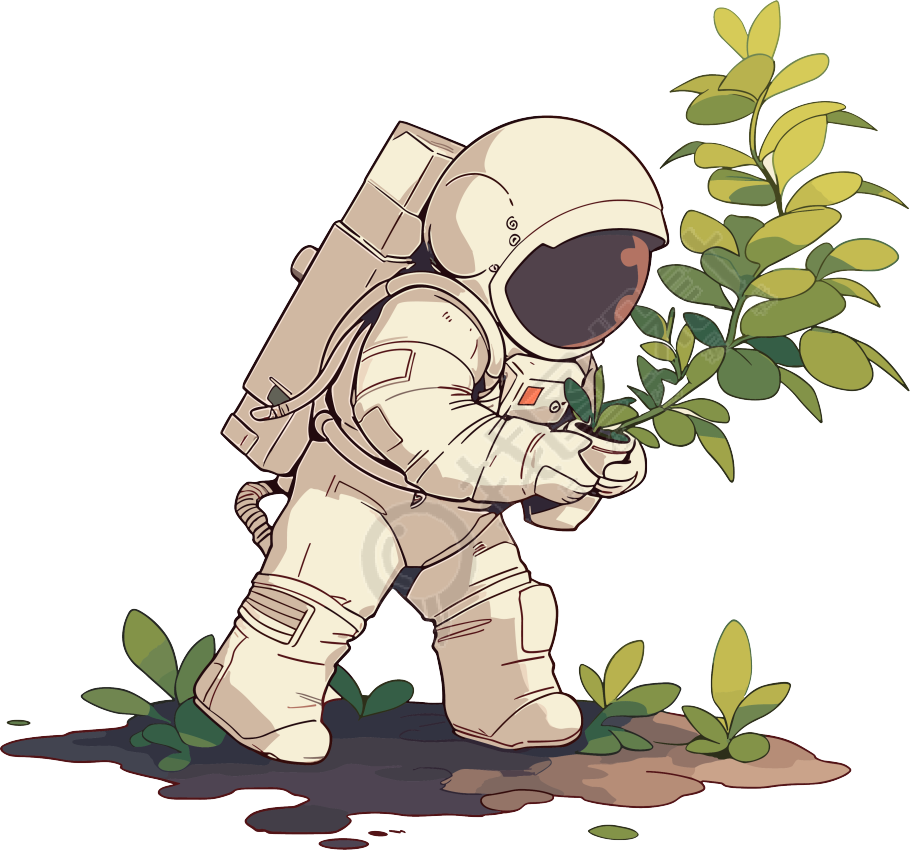 宇航员和植物商业素材