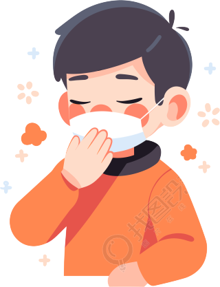 生病男孩透明背景插图
