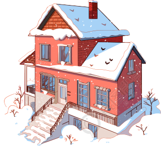 雪地小屋透明背景插图
