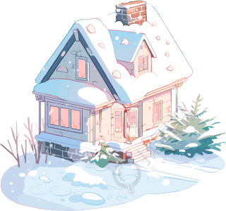 雪地小屋创意插图设计