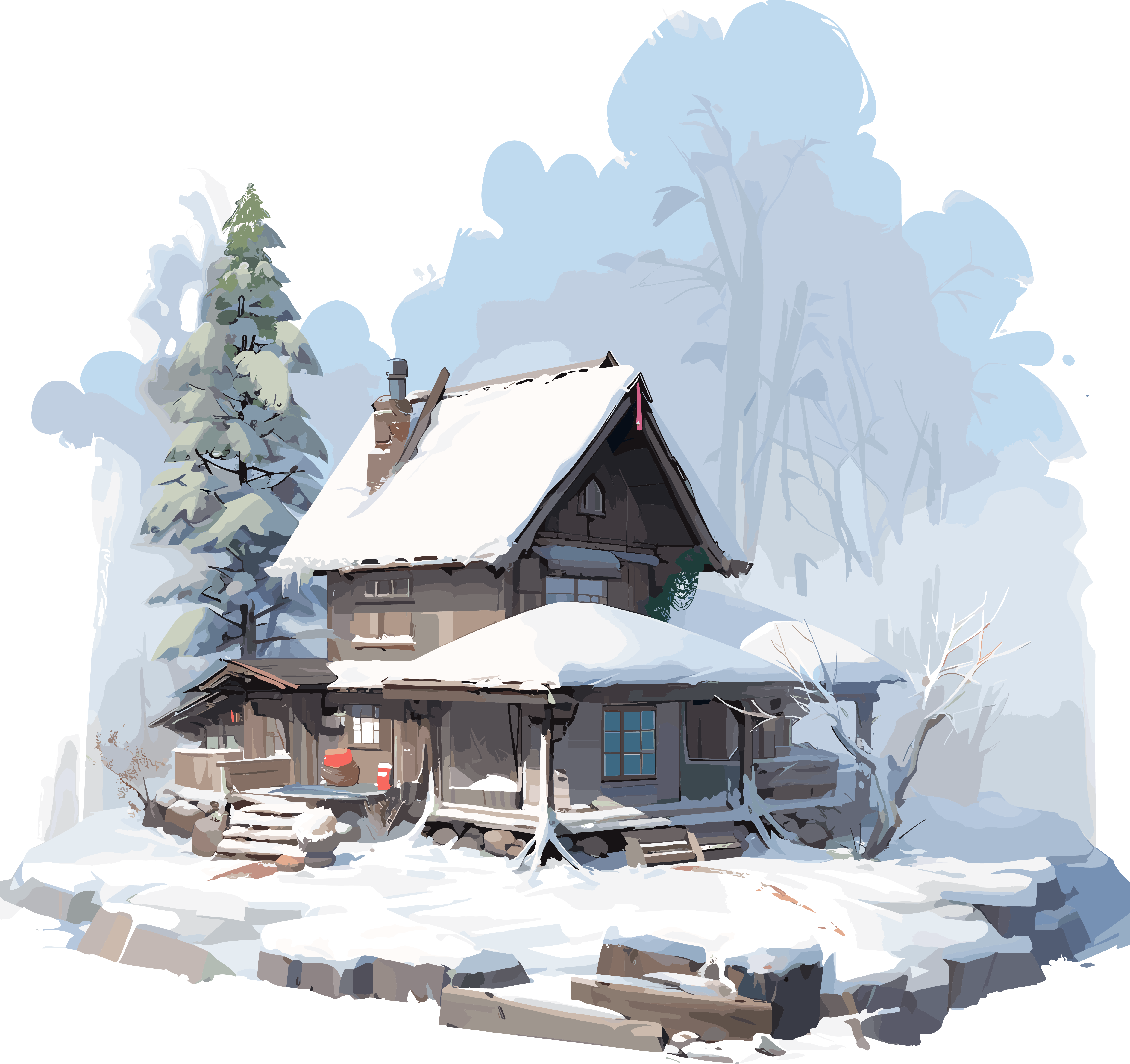 雪地小屋创意设计元素