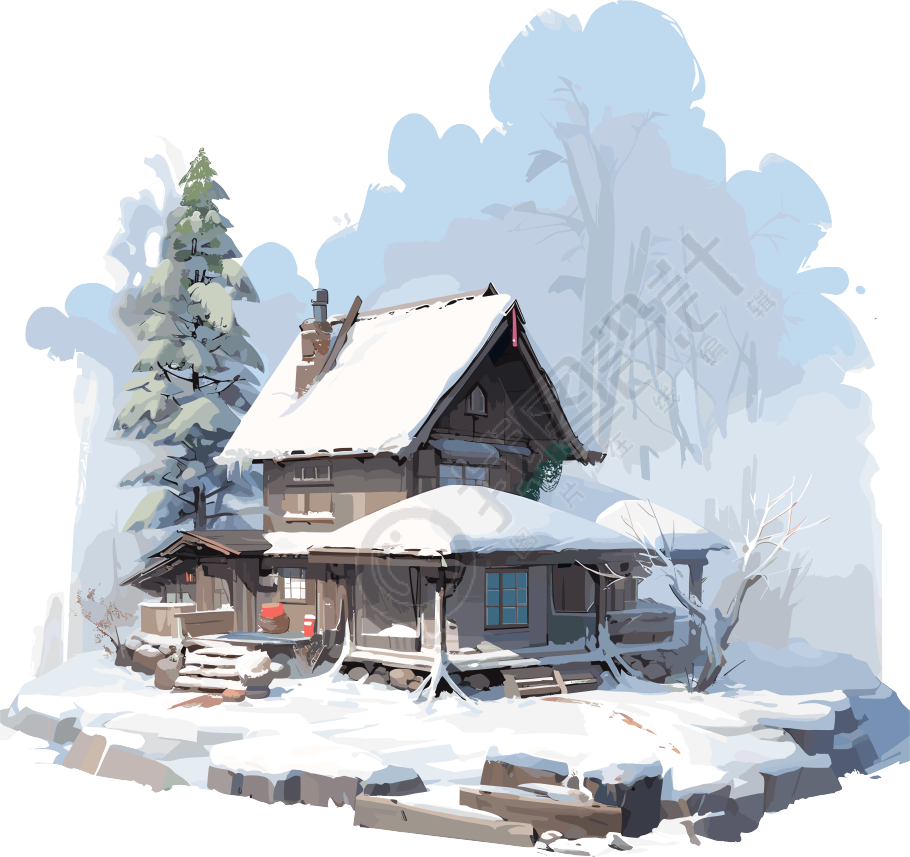 雪地小屋创意设计元素