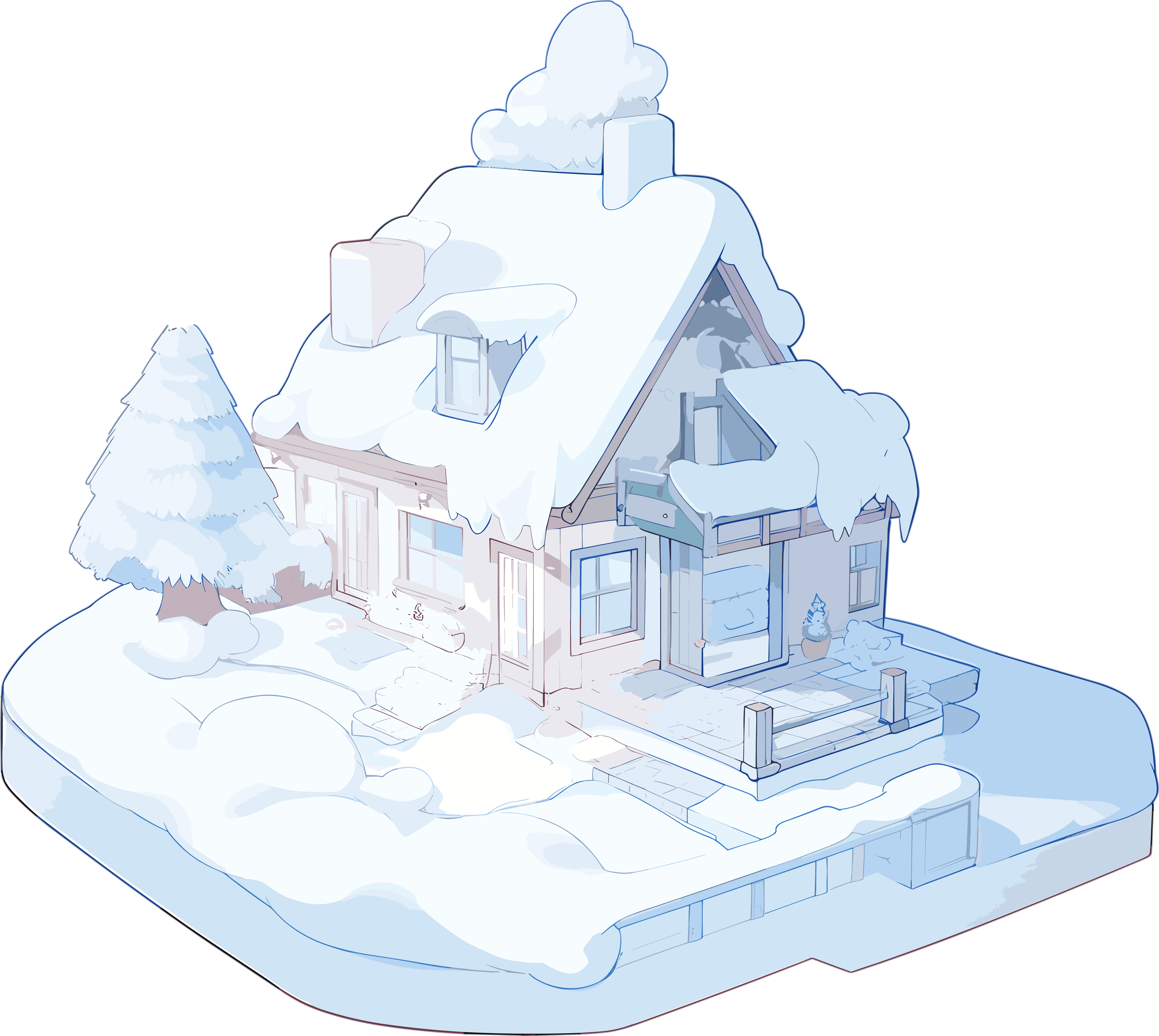 雪地小屋插画设计素材