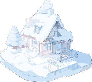 雪地小屋插画设计素材