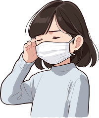 生病女孩咳嗽插画