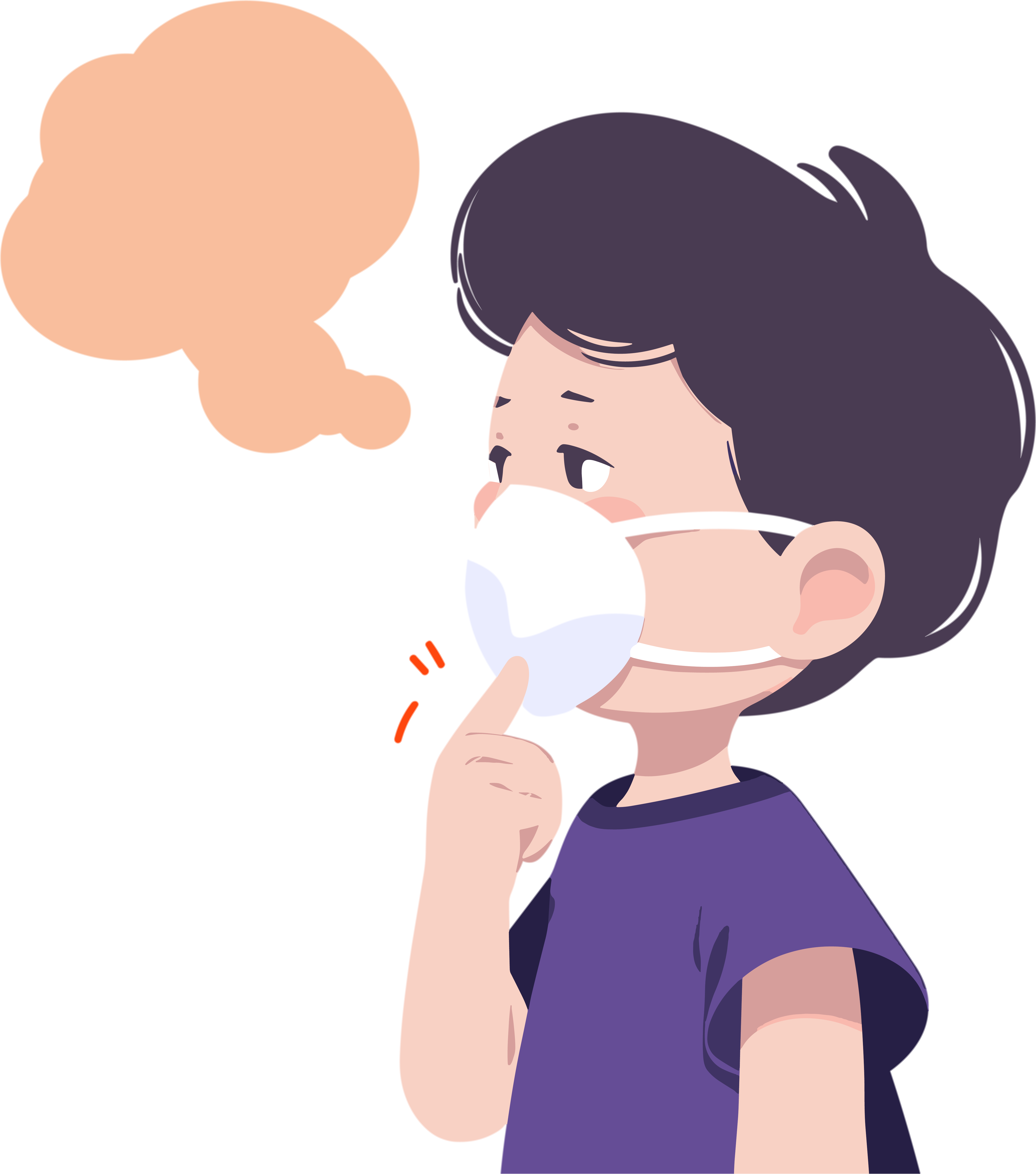 生病男孩咳嗽插图