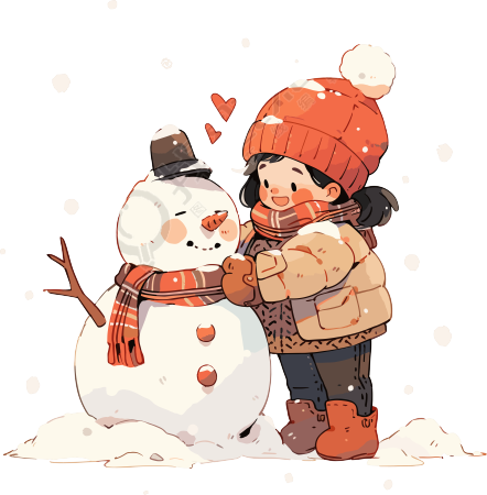 堆雪人的小女孩创意设计元素
