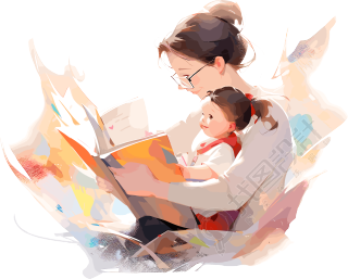 亲子阅读干净背景素材