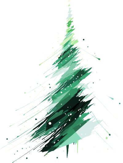 圣诞树抽象笔触透明背景素材