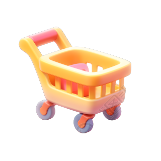3D购物车透明背景插图