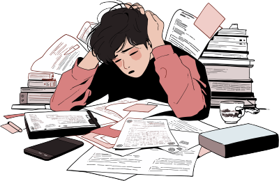 学生学习2D平面插图