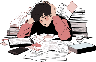 学生学习2D平面插图