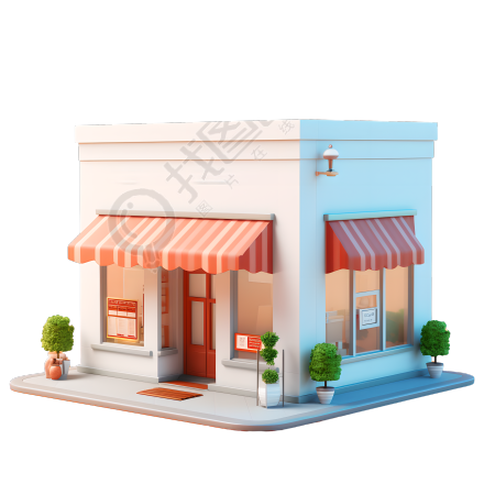3D购物小店简洁插画
