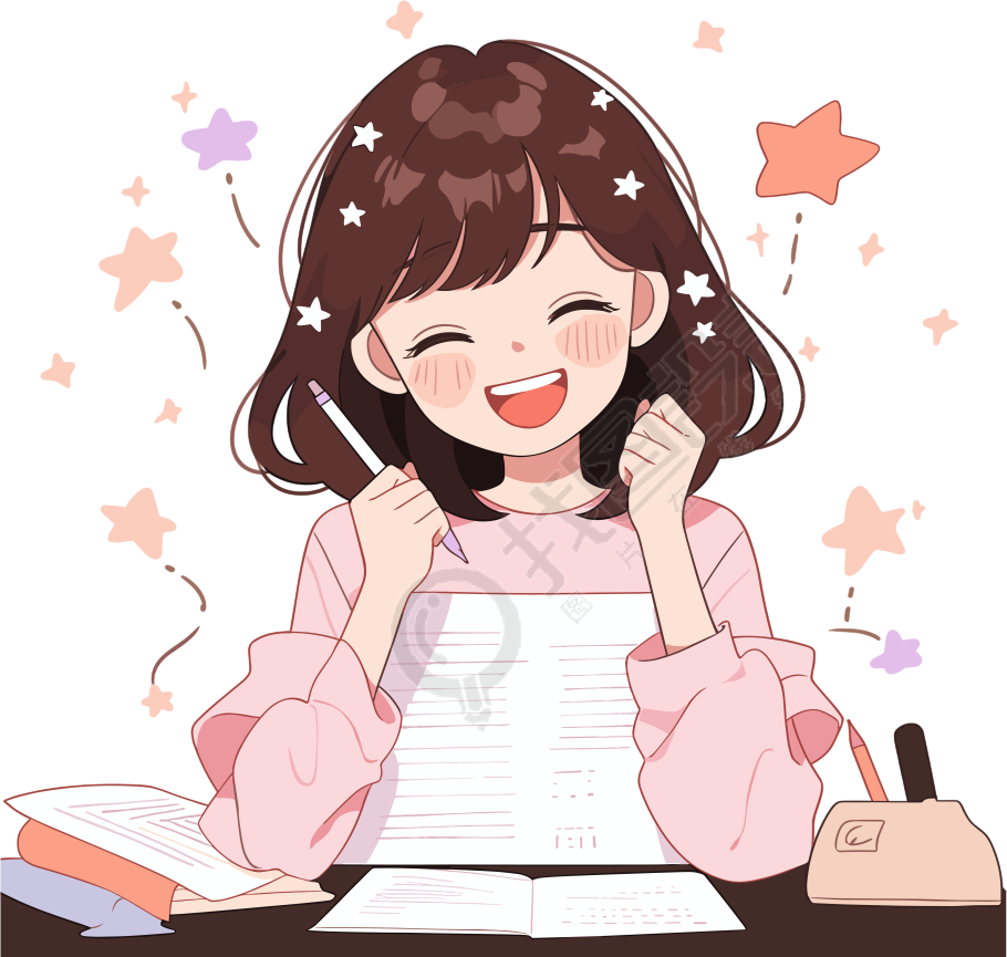 快乐学习心情愉快2D平面插画