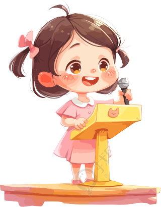 可爱小女孩演讲创意商用插图