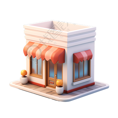 3D购物小店透明背景素材