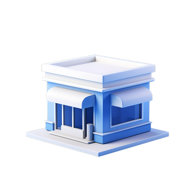 3D购物小店蓝色创意设计素材