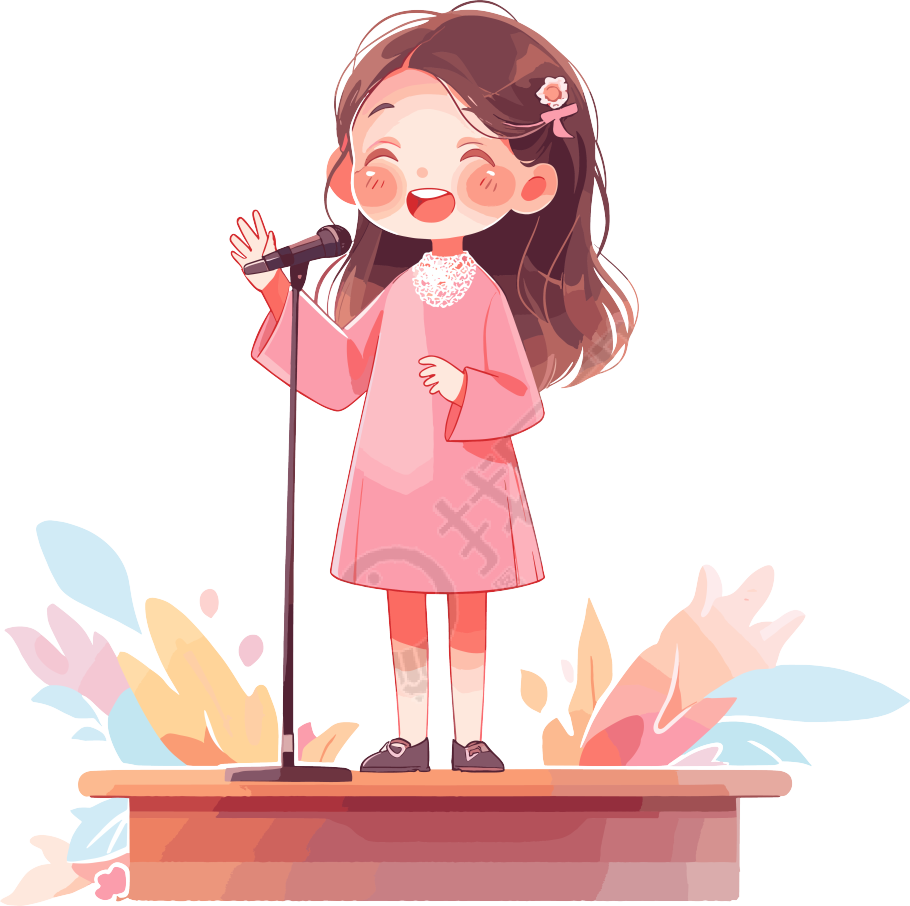 可爱小女孩演讲透明背景插图