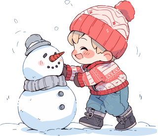 堆雪人的小男孩创意设计元素
