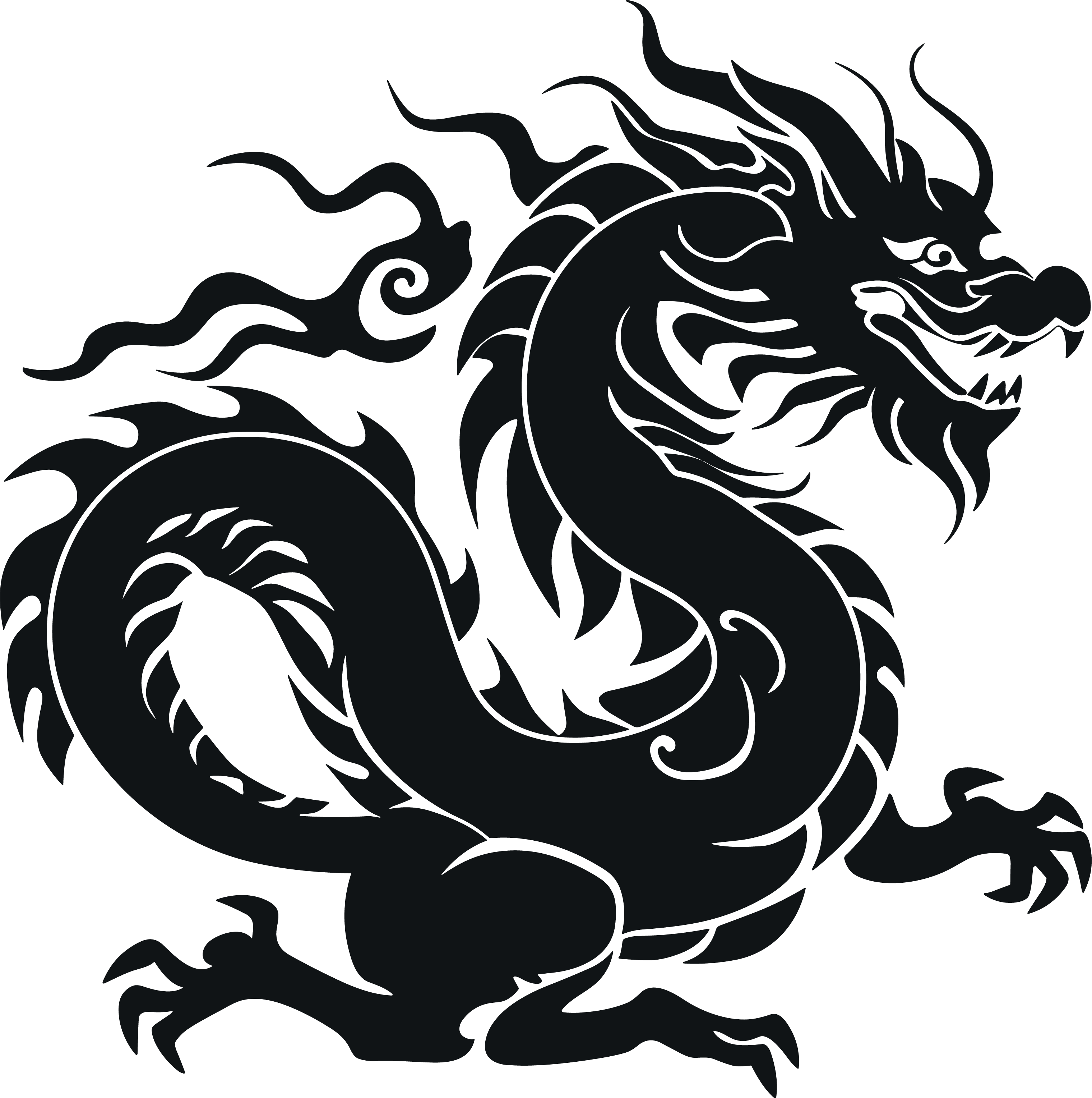 中国龙剪影PNG插画