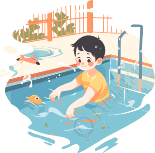 游泳男孩透明背景素材