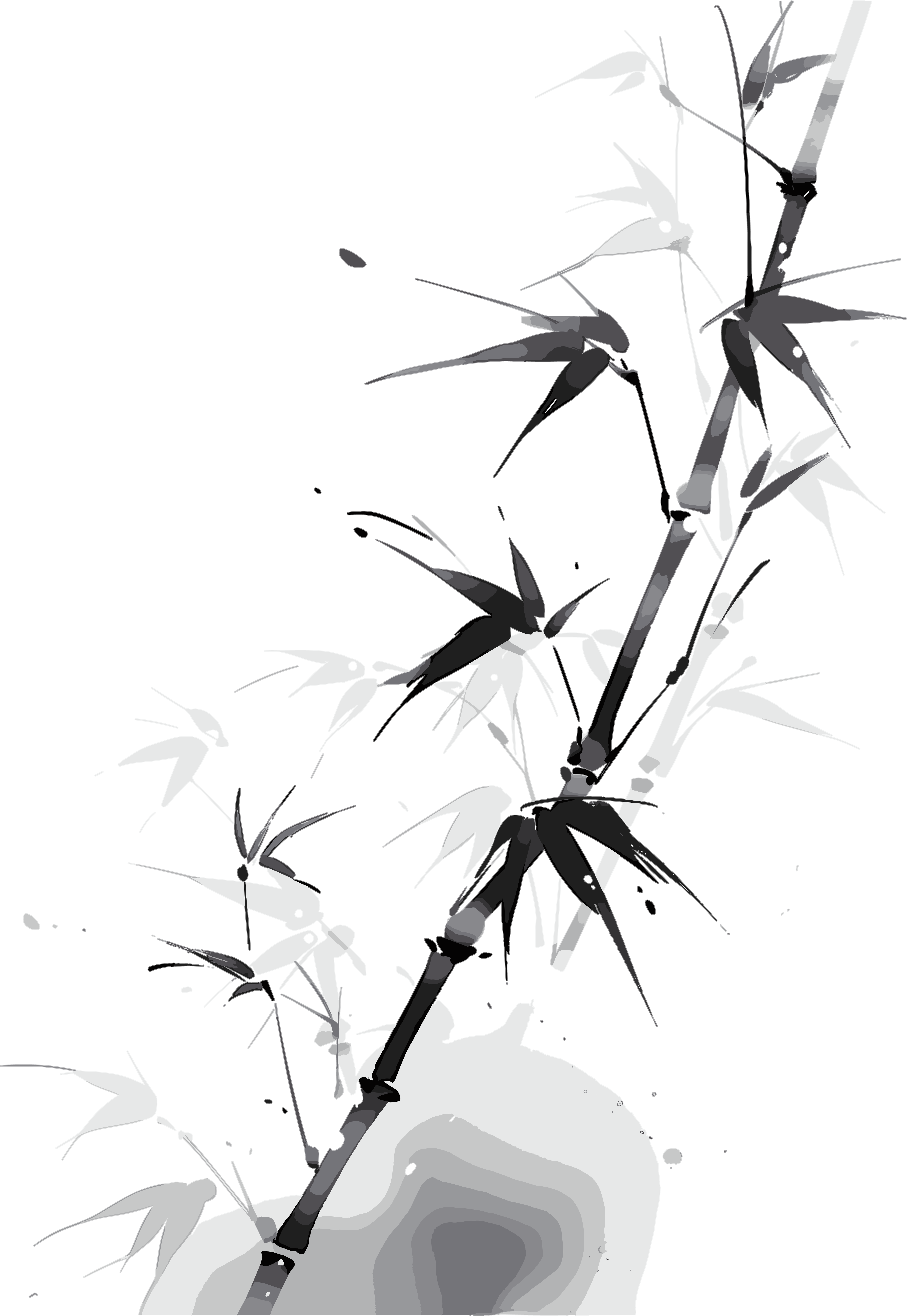 水墨竹子透明背景插图