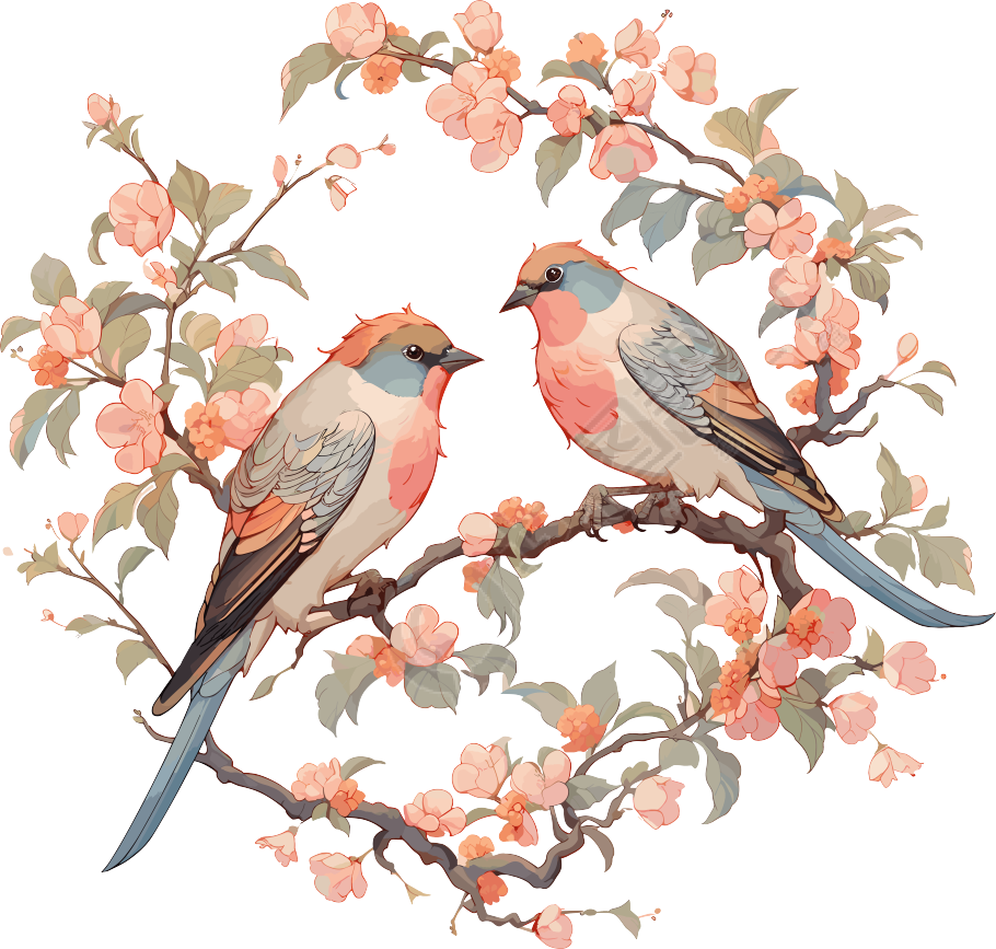 中国画花鸟精美插画素材