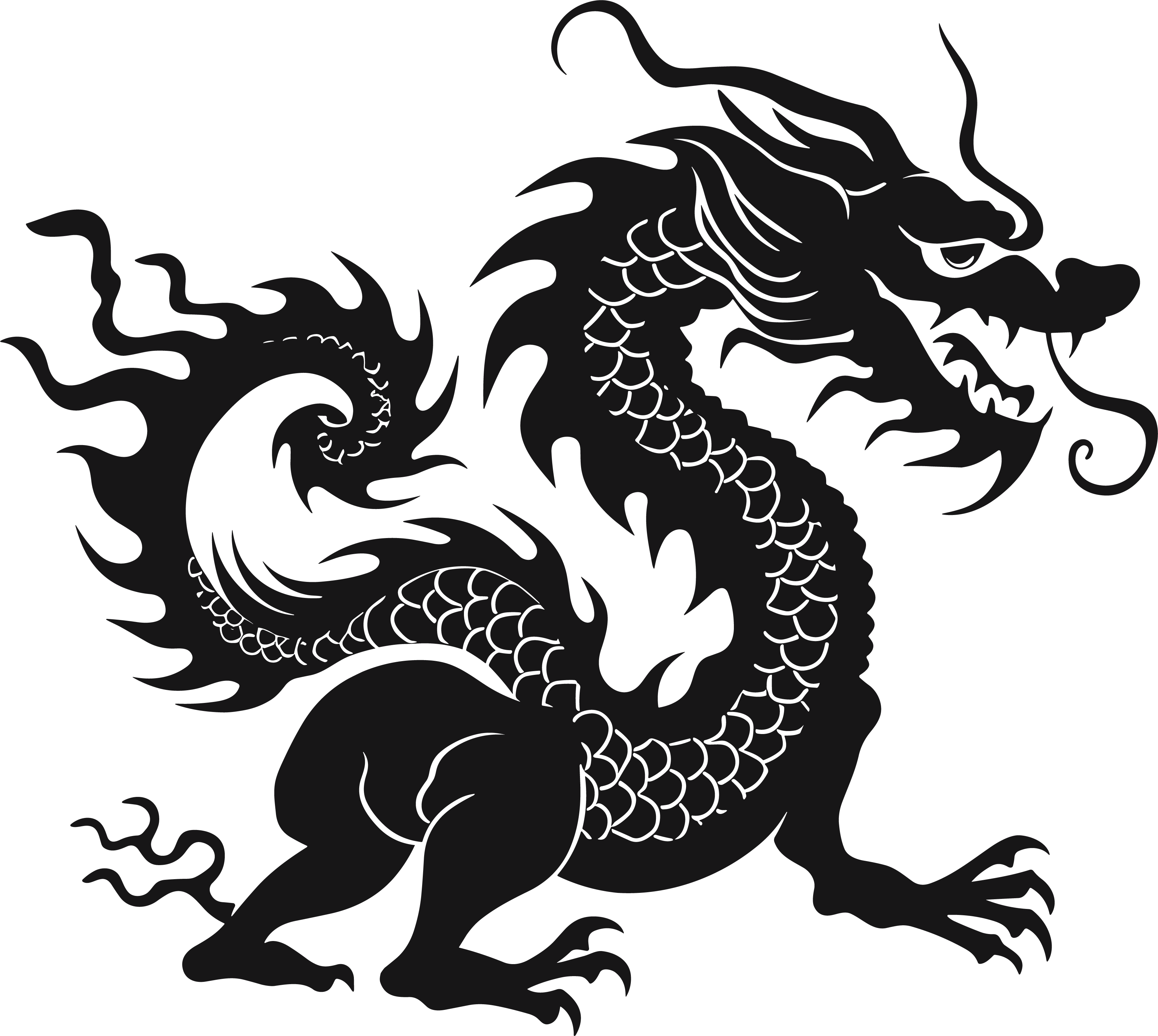 中国龙剪影插画设计元素