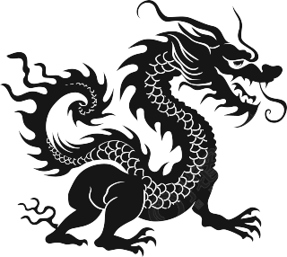 中国龙剪影插画设计元素