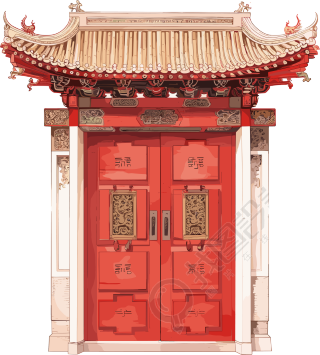 红色大门创意设计素材
