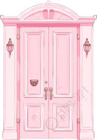 粉色大门简洁插画素材