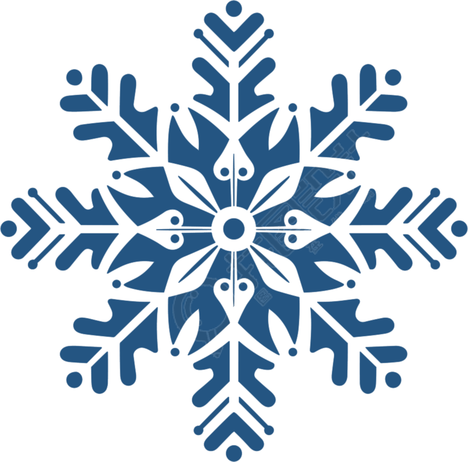 蓝色雪花透明背景图形素材