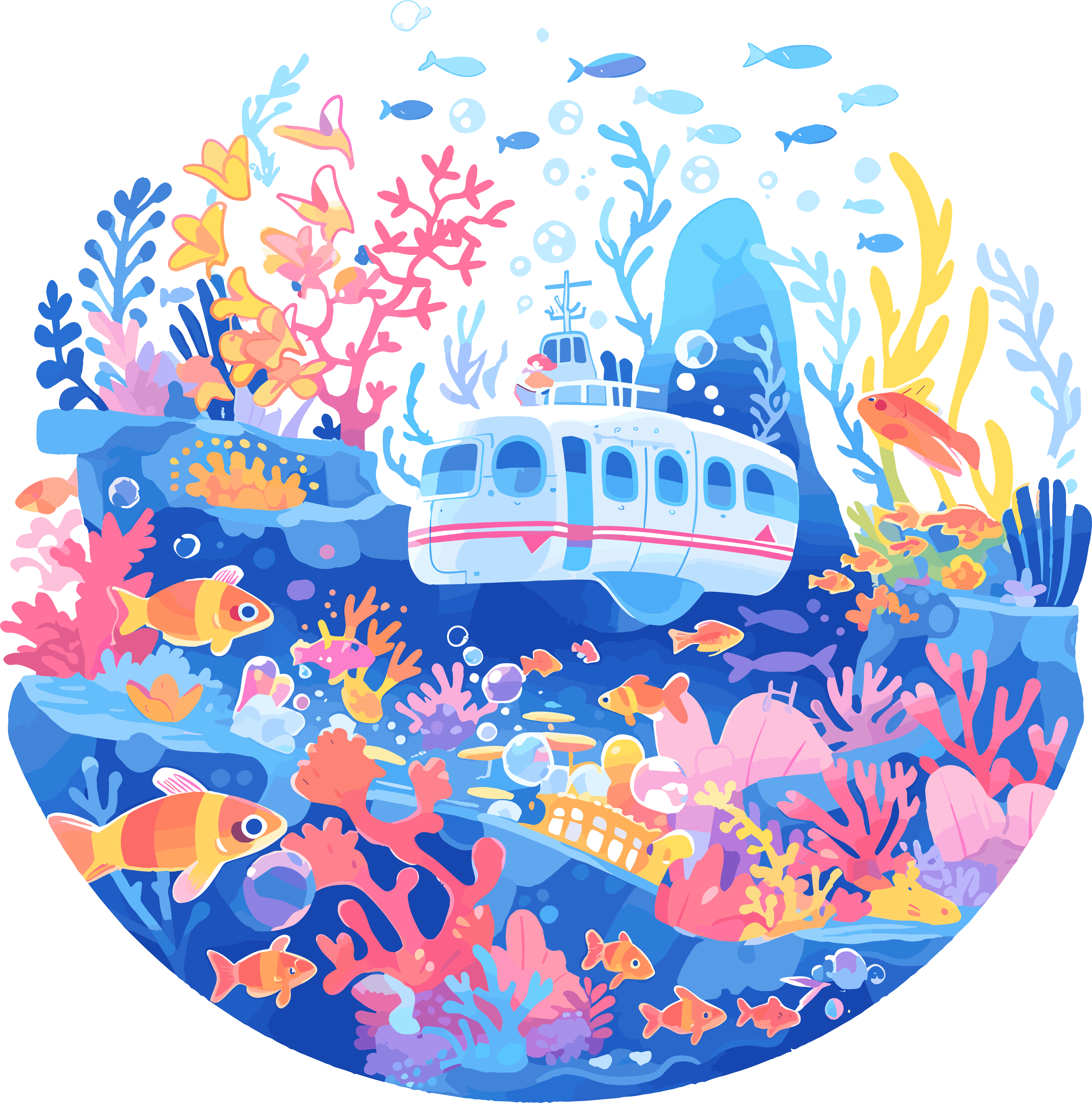 潜水艇珊瑚透明背景PNG插图